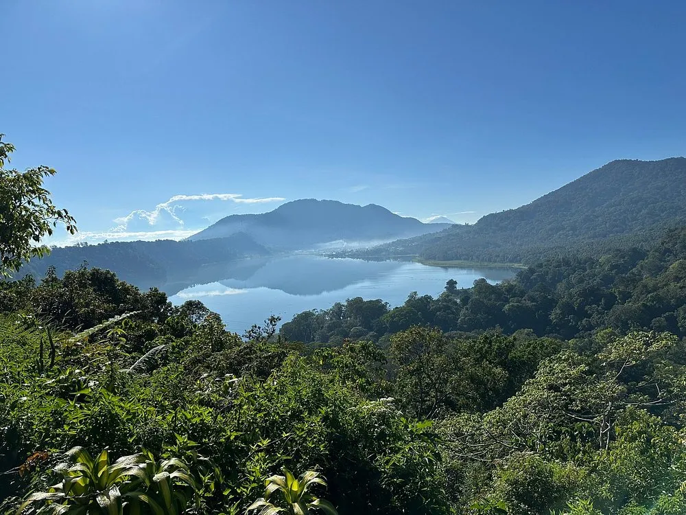 Aerial view of Twin Lakes in Bedugul highlands North Bali